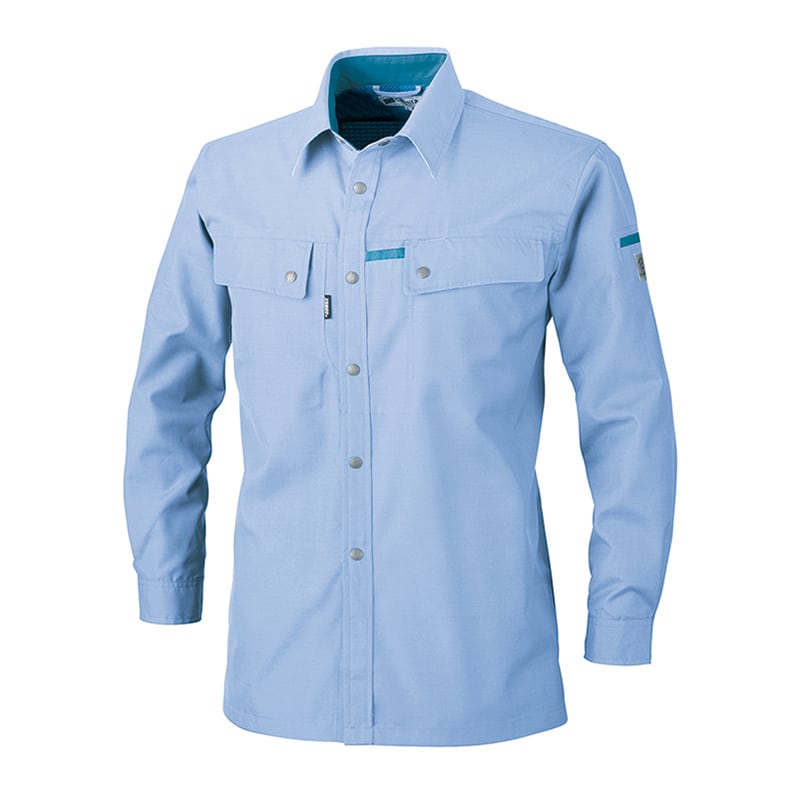 ジーベック 男女兼用 長袖シャツ 5L サックス 1553 1枚（ご注文単位1枚）【直送品】