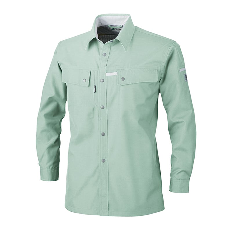 ジーベック 男女兼用 長袖シャツ 3L モスグリーン 1553 1枚（ご注文単位1枚）【直送品】