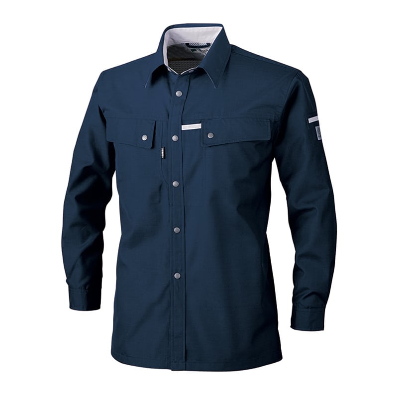 ジーベック 男女兼用 長袖シャツ M ディープネイビー 1553 1枚（ご注文単位1枚）【直送品】