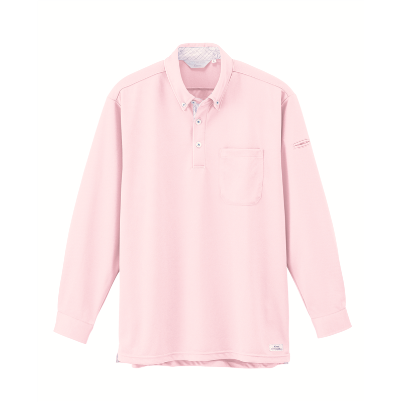 ジーベック 男女兼用 長袖ポロシャツ M ピンク 6185 1枚（ご注文単位1枚）【直送品】
