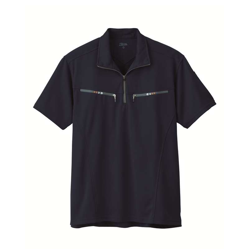 ジーベック 男女兼用 半袖ジップアップシャツ S コン 6160 1枚（ご注文単位1枚）【直送品】