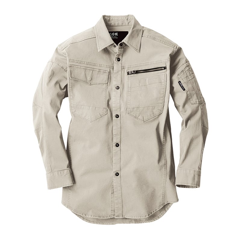 ジーベック メンズ 長袖シャツ M サンドベージュ 2273 1枚（ご注文単位1枚）【直送品】