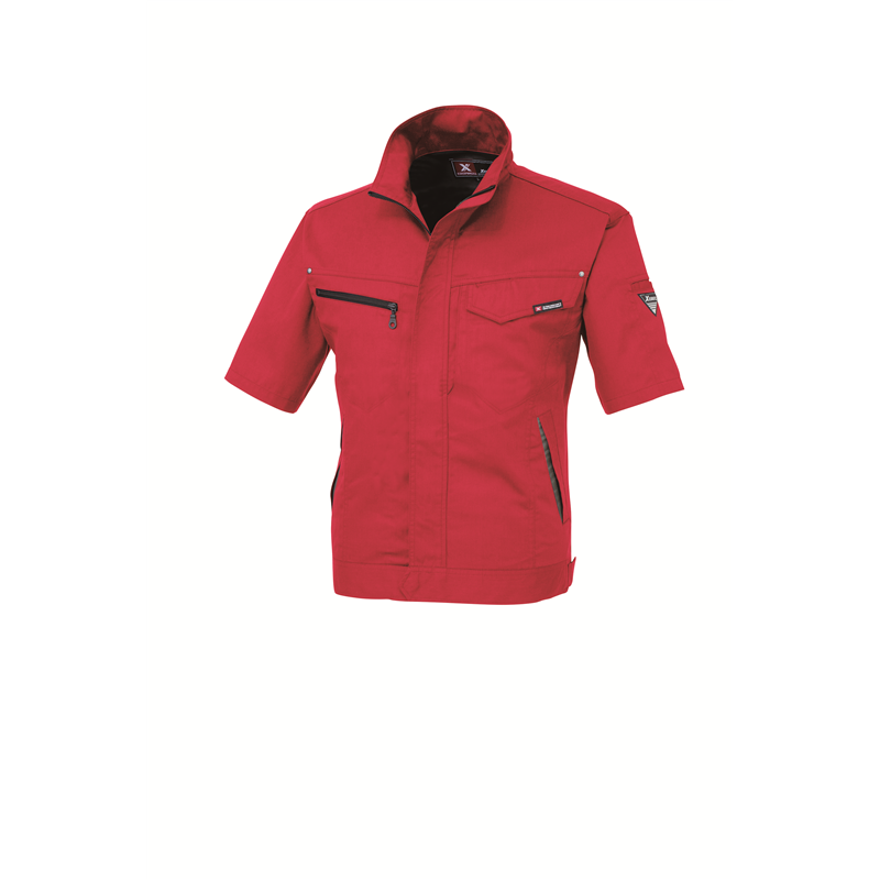 ジーベック 男女兼用 半袖ブルゾン S レッド 1631 1枚（ご注文単位1枚）【直送品】