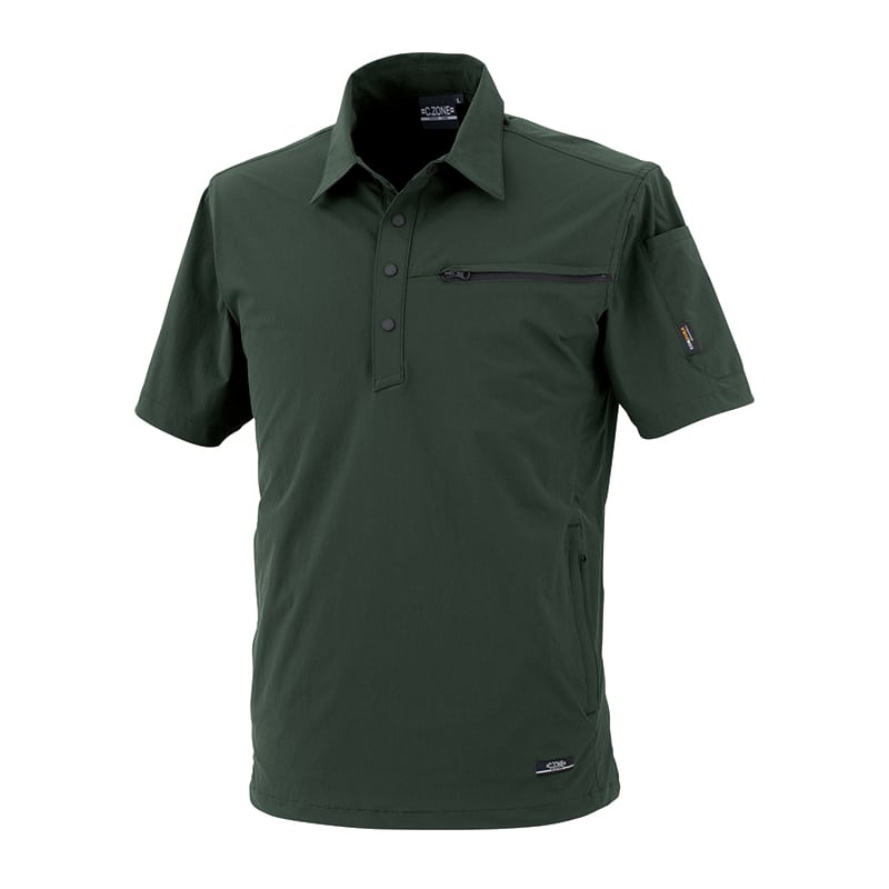 ジーベック メンズ 半袖シャツ S アーミーグリーン 2222 1枚（ご注文単位1枚）【直送品】