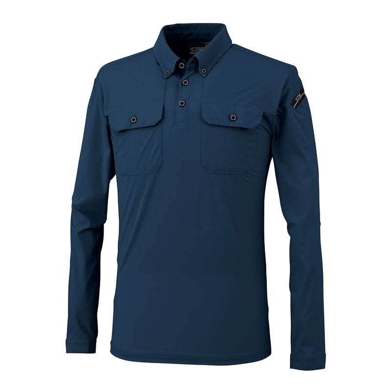 ジーベック 男女兼用 長袖ポロシャツ SS ディープネイビー 6085 1枚（ご注文単位1枚）【直送品】