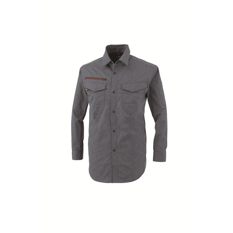 ジーベック 男女兼用 長袖シャツ 4L 杢ブルー 1753 1枚（ご注文単位1枚）【直送品】