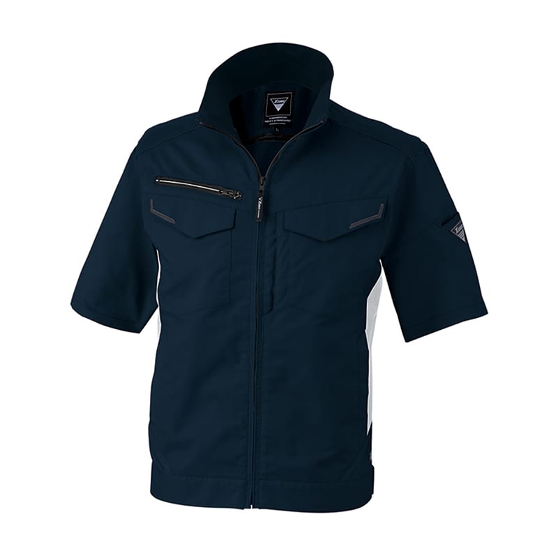 ジーベック 男女兼用 半袖ブルゾン LL ディープネイビー 1531 1枚（ご注文単位1枚）【直送品】