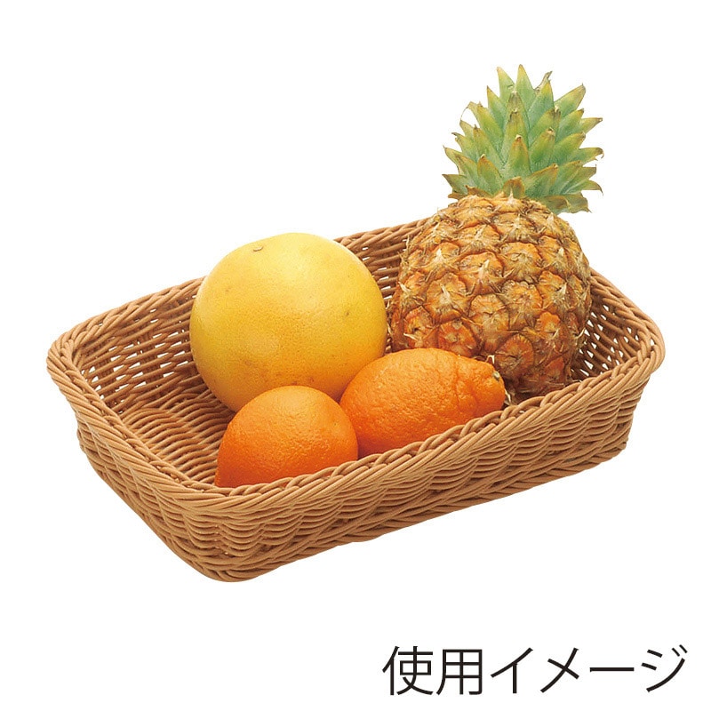 萬洋 樹脂バスケット　角長深 30号　茶 91005B 1個（ご注文単位5個）【直送品】