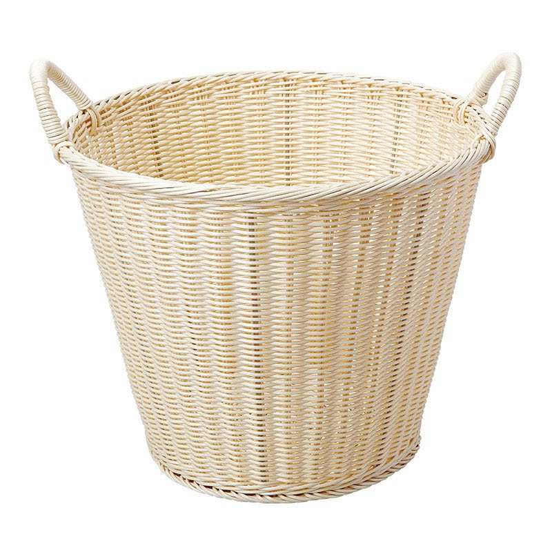 萬洋 樹脂深型バスケット手付 ステンレス枠付 大 ホワイト 91121L 1個(ご注文単位1個)【直送品】