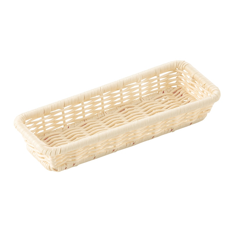 萬洋 樹脂バスケット　角長細　PP枠付 白 91160A 1個（ご注文単位10個）【直送品】