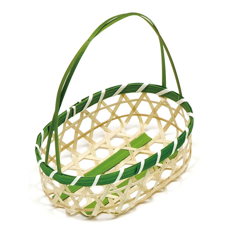 萬洋 珍味かご　青小判　手付 大 18-614A 1個（ご注文単位30個）【直送品】