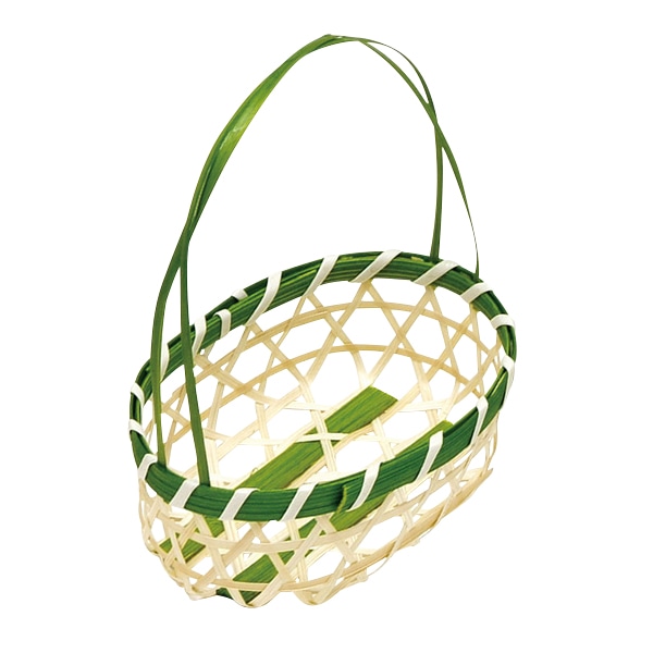 萬洋 珍味かご　青小判　手付 中 18-614B 1個（ご注文単位35個）【直送品】