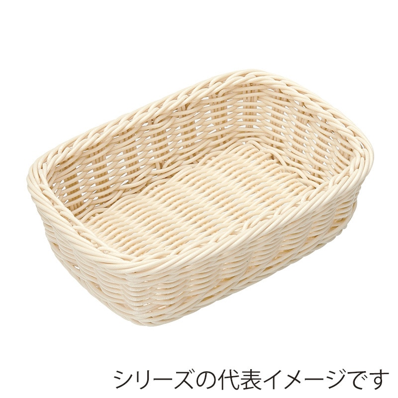 萬洋 樹脂バスケット　角型　ステンレス枠付 28×18　白 91097A 1個（ご注文単位5個）【直送品】