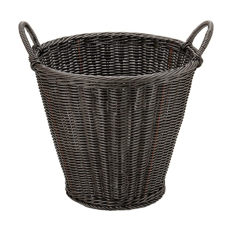 萬洋 樹脂深型バスケット手付　ステンレス枠付 小　ダークブラウン 91410S 1個（ご注文単位1個）【直送品】