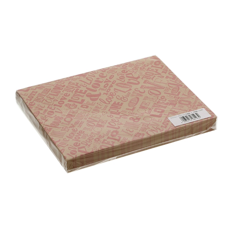 アオトプラス ラミクレープ包装紙 クラフト 四角 S LOVE 200枚/袋