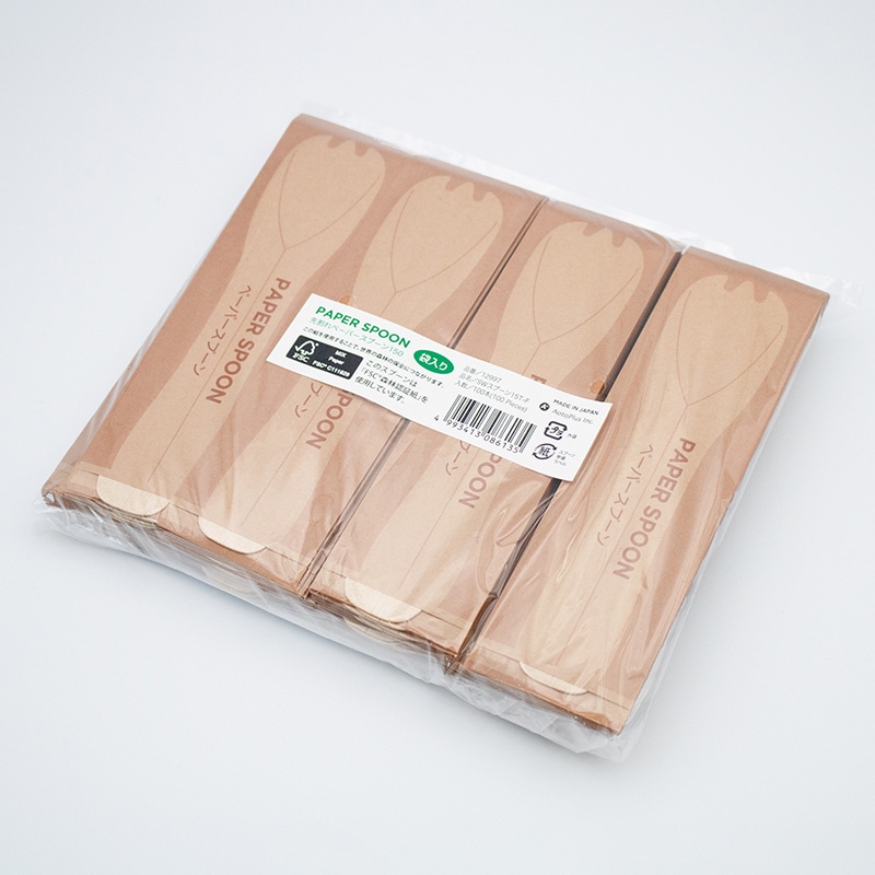 アオトプラス 紙製フォークスプーン 先割ペーパースプーン 単袋(個包装) 15T-F 100本/袋