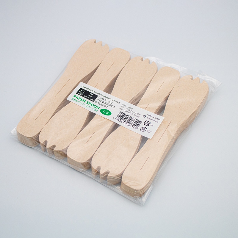 アオトプラス 紙製フォークスプーン 先割ペーパースプーン バラ(個包装なし) 15B-F 100本/袋