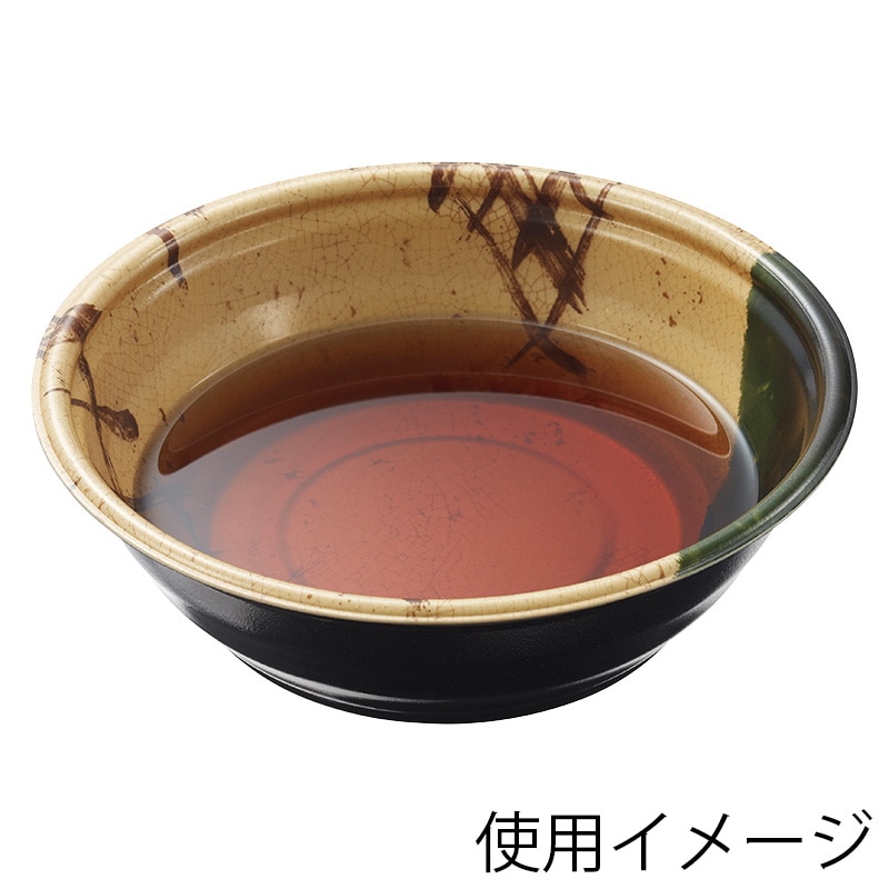 デンカポリマー 温麺容器　本体  E-52　やなば織部　黒 50枚/袋（ご注文単位12袋）【直送品】