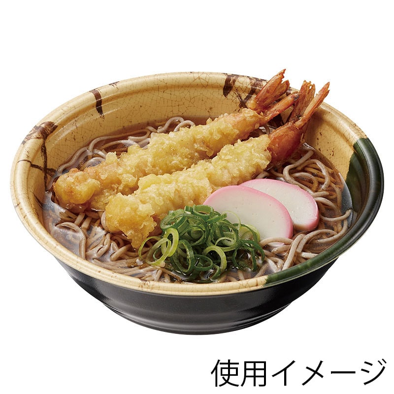 デンカポリマー 温麺容器　本体  E-52　やなば織部　黒 50枚/袋（ご注文単位12袋）【直送品】