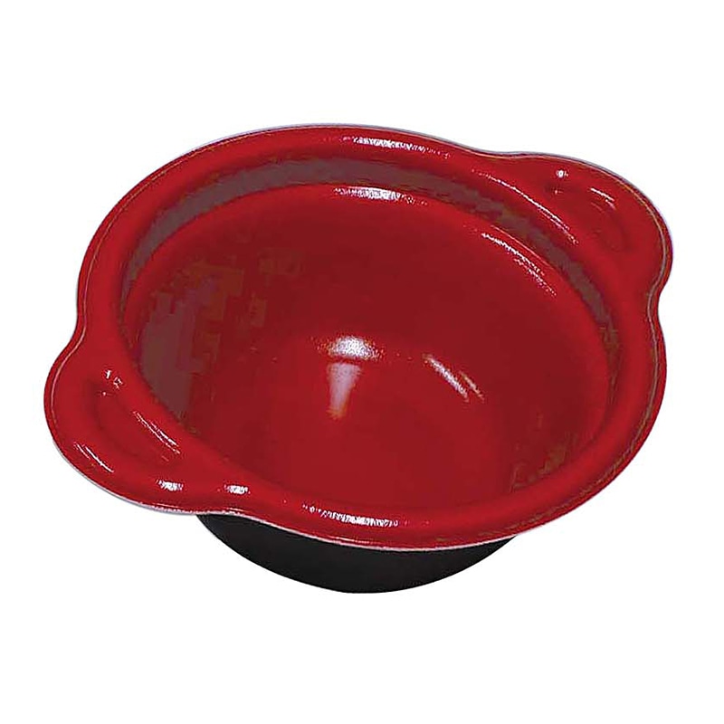 デンカポリマー 鍋型容器 パルフェ 本体 130 平底 赤/黒 50枚/袋(ご注文単位20袋)【直送品】