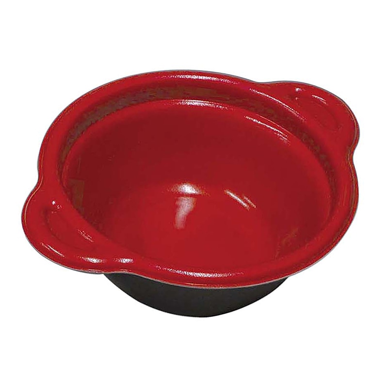 デンカポリマー 鍋型容器 パルフェ 本体 145 平底 赤/黒 50枚/袋(ご注文単位20袋)【直送品】