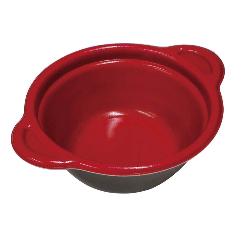 デンカポリマー 鍋型容器 パルフェ 本体 160 平底 赤/黒 50枚/袋(ご注文単位16袋)【直送品】