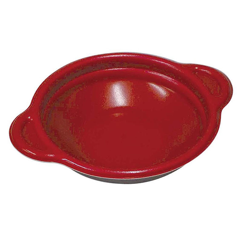 デンカポリマー 鍋型容器 パルフェ 本体 160 浅平底 赤/黒 50枚/袋(ご注文単位16袋)【直送品】