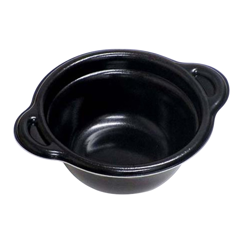 デンカポリマー 鍋型容器　パルフェ　本体 130　平底 ブラック 50枚/袋（ご注文単位20袋）【直送品】