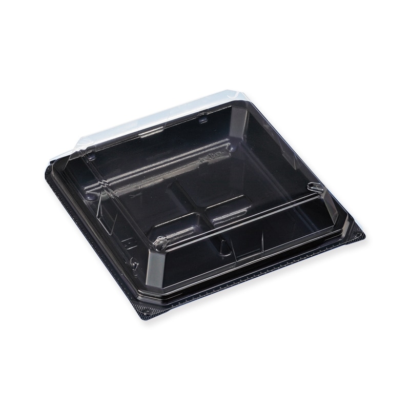 デンカポリマー 食品容器 フードパック(嵌合タイプ) 和菓子4個用 浅 黒 50枚/袋