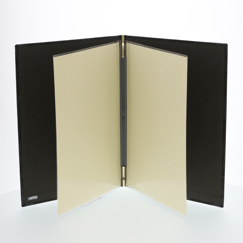 シンビ 和洋兼用メニューブック LS-111 A4 4ページ 黒 1冊(ご注文単位1冊)【直送品】