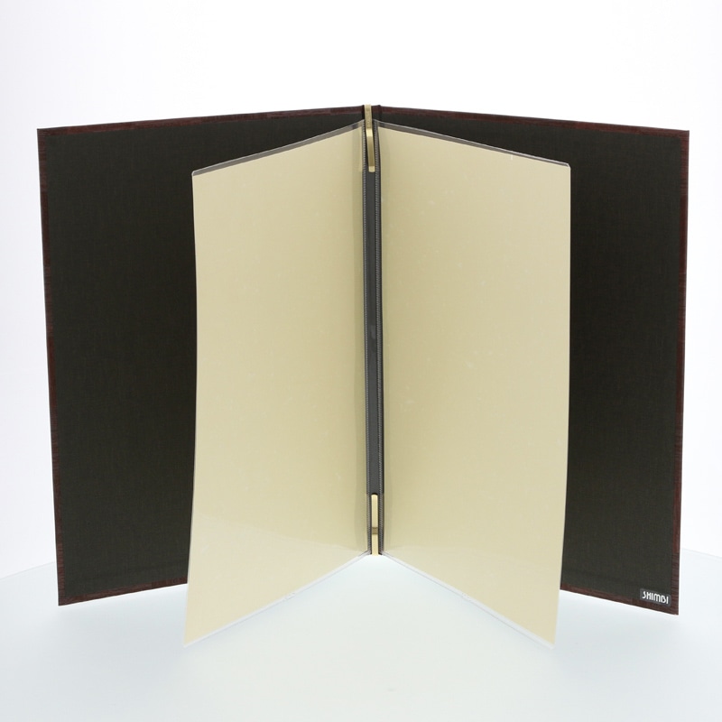 シンビ 和洋兼用メニューブック LS-111 A4 4ページ 茶 1冊(ご注文単位1冊)【直送品】