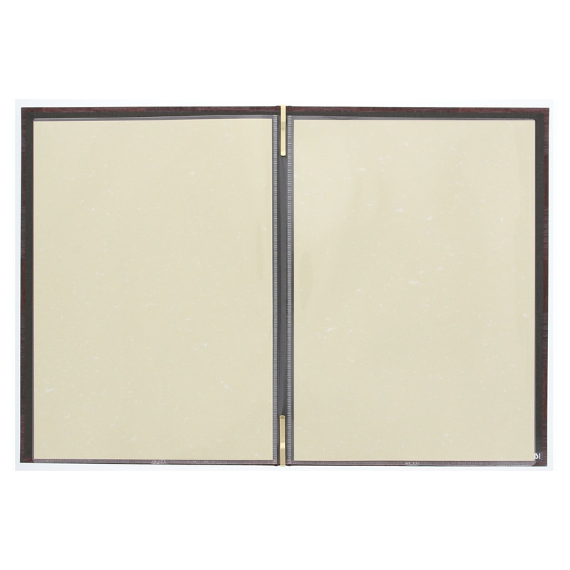 シンビ 和洋兼用メニューブック LS-111 A4 4ページ 茶 1冊(ご注文単位1冊)【直送品】