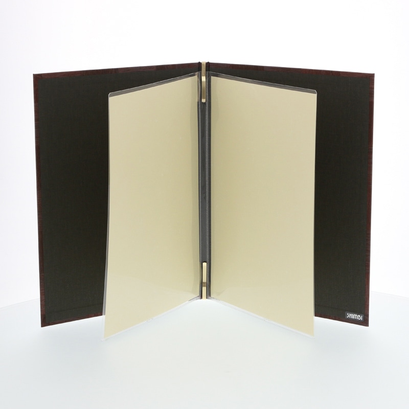 シンビ 和洋兼用メニューブック LS-112 B5 4ページ 茶 1冊(ご注文単位1冊)【直送品】