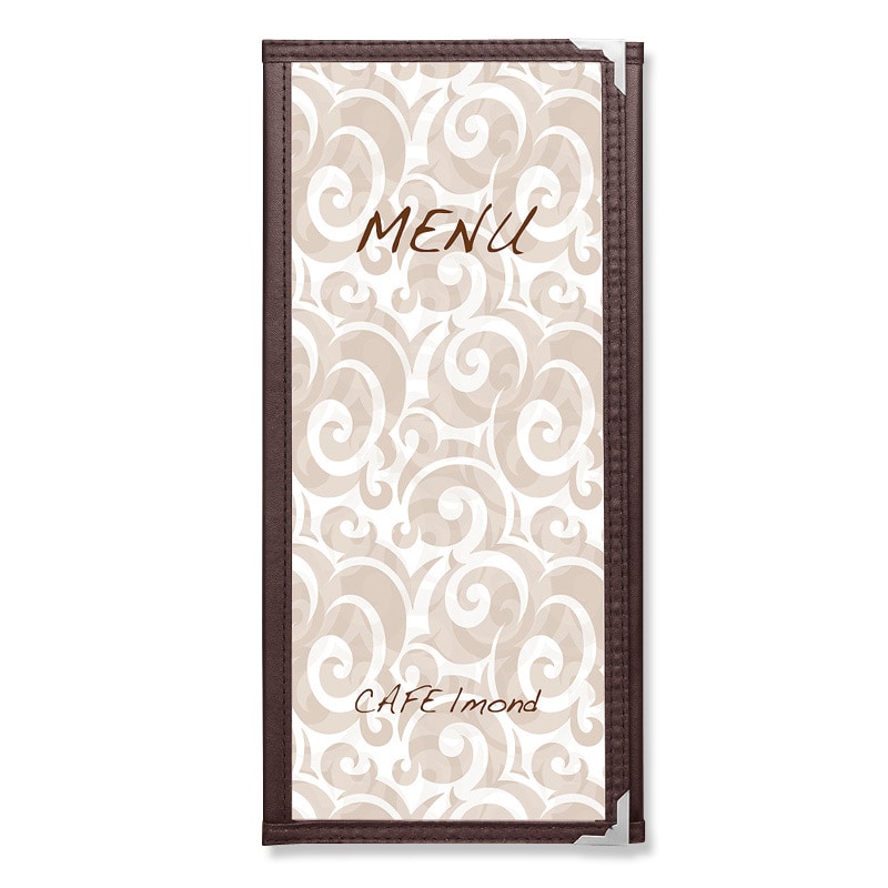 シンビ クリアアメリカン メニューブック ABW-6 縦長 3ッ折 6ページ 茶 1冊(ご注文単位2冊)【直送品】