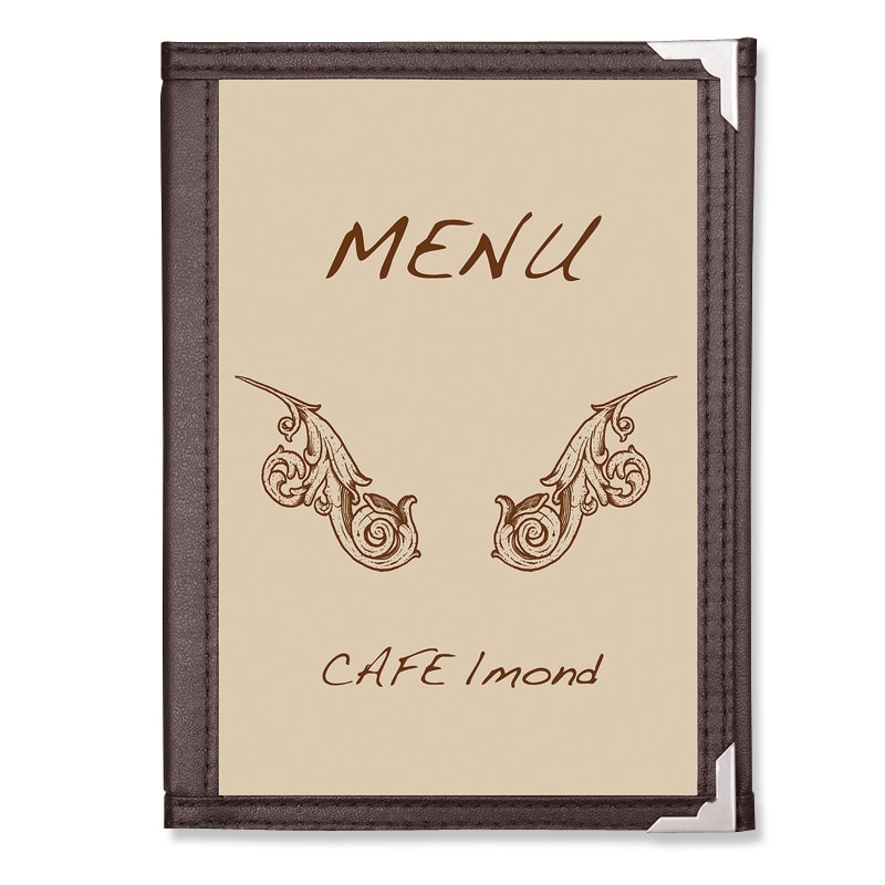 シンビ クリアアメリカン　メニューブック　ABW-1 小型　3ッ折　6ページ 茶 1冊（ご注文単位2冊）【直送品】