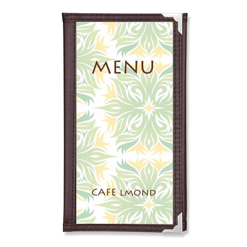 シンビ クリアアメリカン　メニューブック　ABW-5 縦長　3ツ折　6ページ ABW-5　茶 1冊（ご注文単位2冊）【直送品】