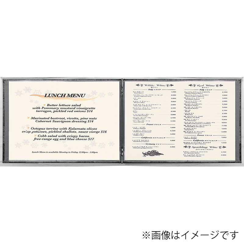 シンビ 和洋兼用メニューブック　LS-118 A4横　4ページ 黒 1冊（ご注文単位1冊）【直送品】
