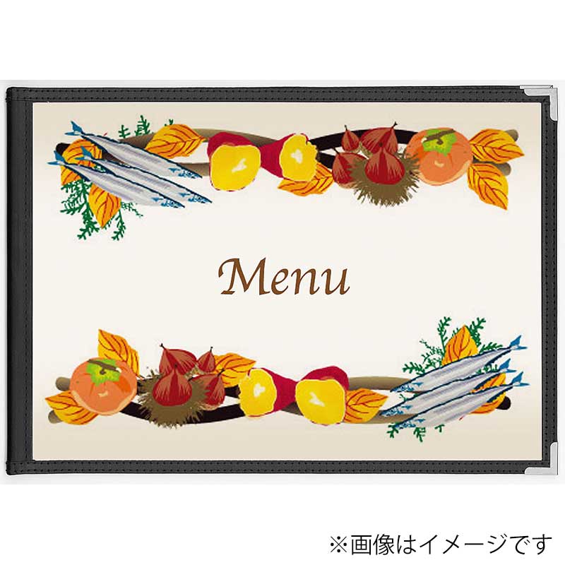 シンビ クリアアメリカン　メニューブック　ABW-23 A4横　4ページ 黒 1冊（ご注文単位2冊）【直送品】