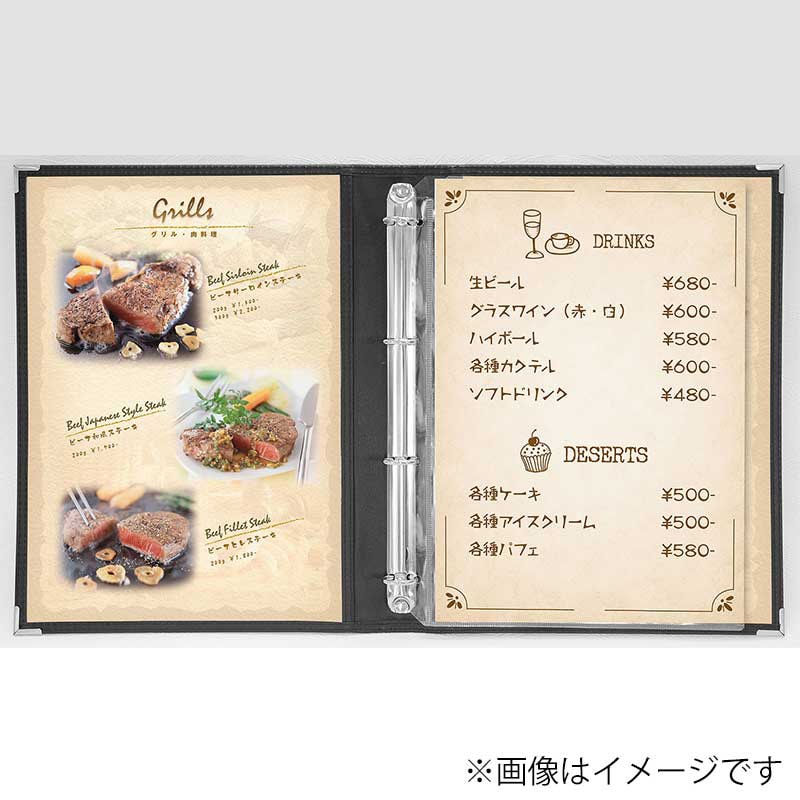 シンビ ボールドバインダーメニューブック ABW A4 6ページ 黒 1冊(ご注文単位1冊)【直送品】