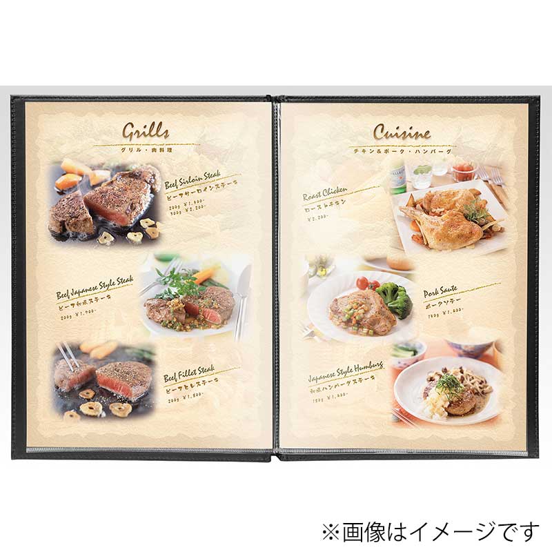 シンビ バインダーメニューブック RM-101 A4 4ページ レールタイプ ブラック 1冊(ご注文単位1冊)【直送品】