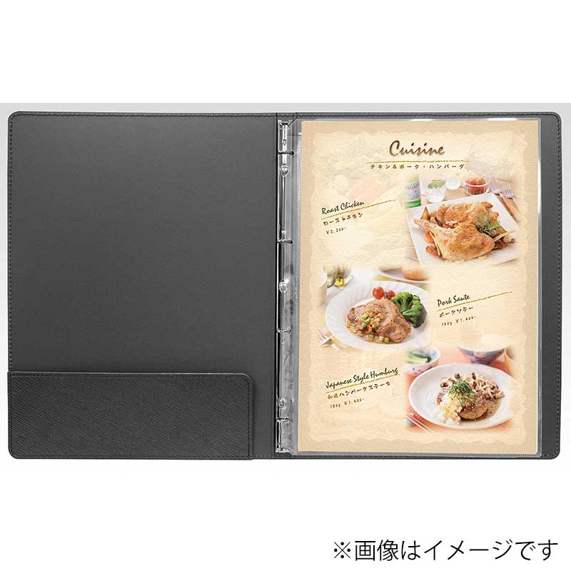 シンビ バインダーメニューブック スリムB-GLA A4 8ページ 黒 1冊(ご注文単位1冊)【直送品】