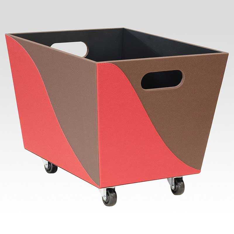 シンビ 脱衣カゴ キャスター付き ブラウン&レッド MM-P 1個(ご注文単位1個)【直送品】