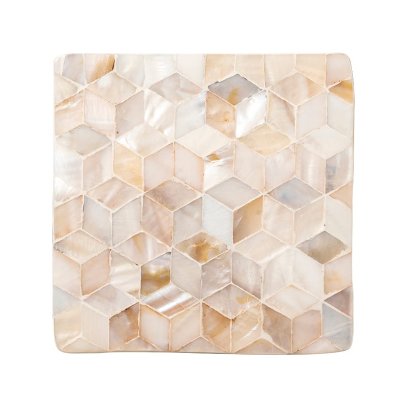 シンビ MDFコースター 角型 シェル-2 ホワイト 3枚入 1パック（ご注文単位1パック）【直送品】