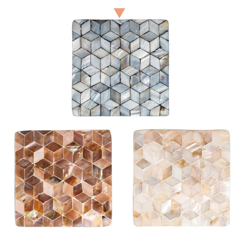 シンビ MDFコースター 角型 シェル-2 グレー 3枚入 1パック（ご注文単位1パック）【直送品】