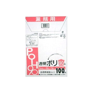 システムポリマー 業務用 透明ポリ BOXタイプ 90L 100枚入 G-93 1個（ご注文単位3個）【直送品】