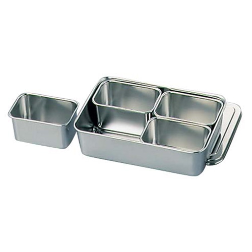 大屋製作所 クローバー 18-8 調味料入バット 4ヶ入長 00号 1個(ご注文単位1個)【直送品】