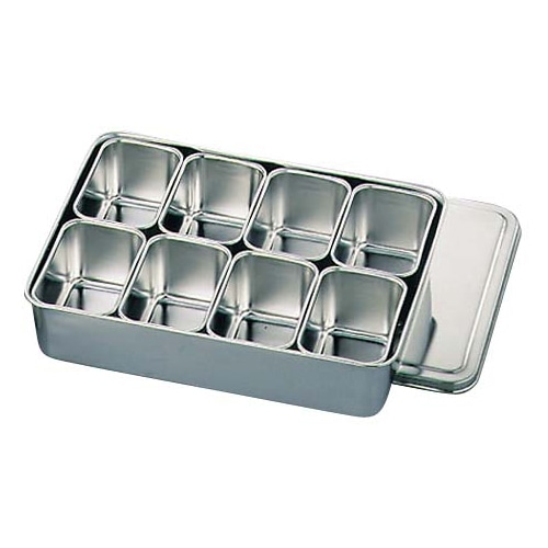 大屋製作所 クローバー 18-8 調味料入バット 8ヶ入角 00号 1個(ご注文単位1個)【直送品】