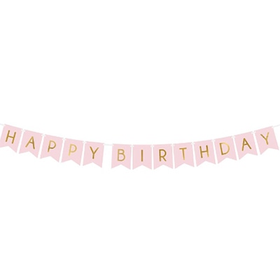TakaraTec バナー ハッピーバースデー ライトピンク  1枚（ご注文単位1枚）【直送品】