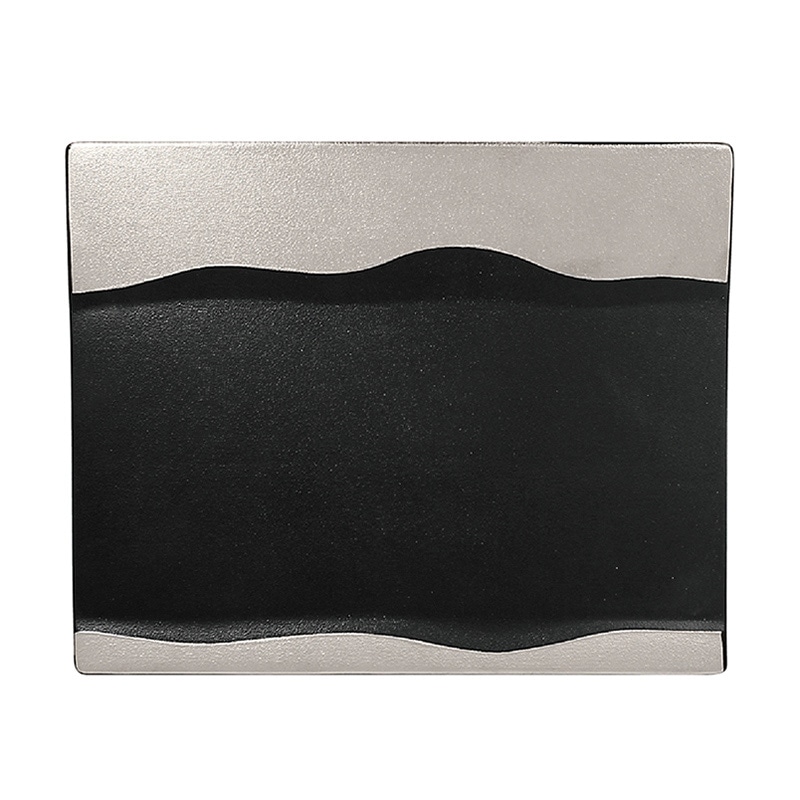 ミヤザキ食器 ラック ポーセレン ムーン メタルフュージョン レクタンショープレート 25cm シルバー RA25351MOSB 1個（ご注文単位12個）【直送品】