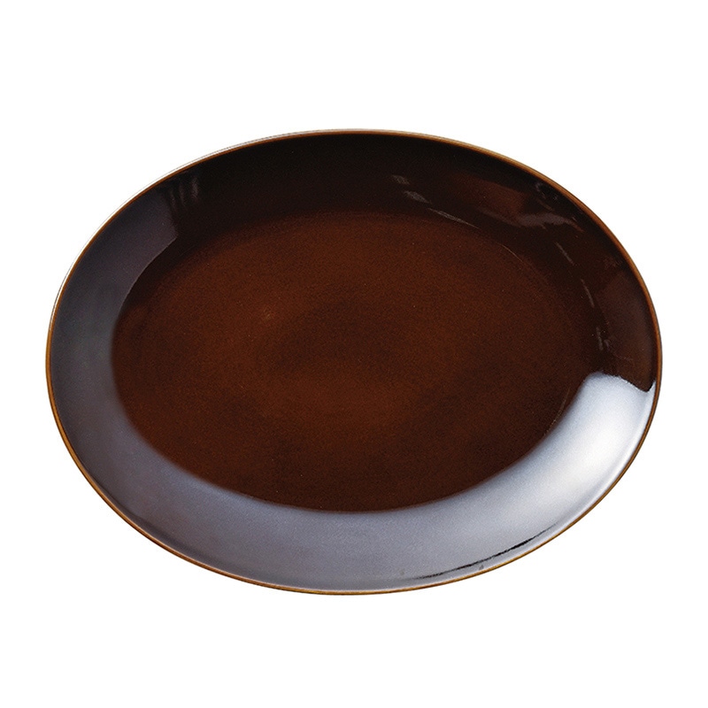 ミヤザキ食器 ラック ポーセレン ジェネシス オーバルプラター 32cm ダークブラウン RA32011GEDB 1個（ご注文単位6個）【直送品】